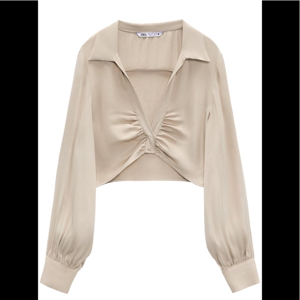 Zara satin effect ruched blouse